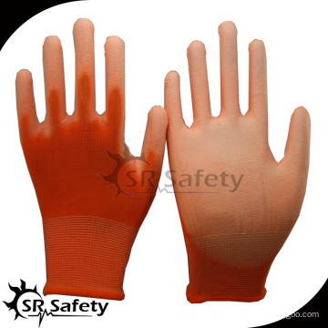 SRSAFETY 13 Gauge orange Nylon beschichtet PU Handschuh / PU Arbeitshandschuh